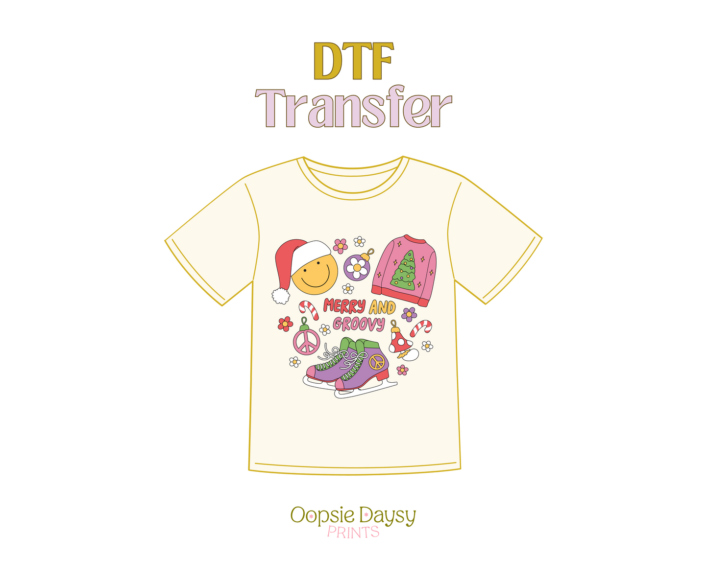 Merry & Groovy Retro DTF Transfer