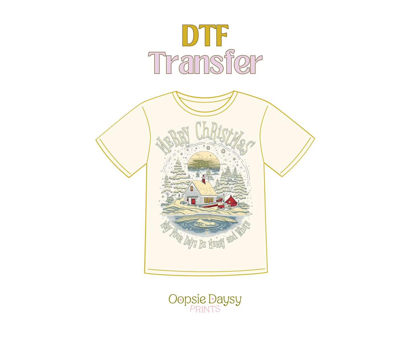 Merry and Bright Christmas DTF Transfer