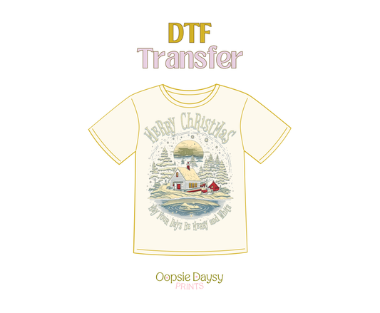 Merry and Bright Christmas DTF Transfer