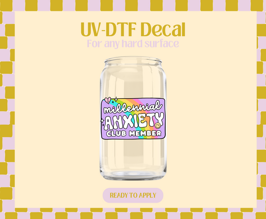 Millennial Anxiety Club UV-DTF Decal