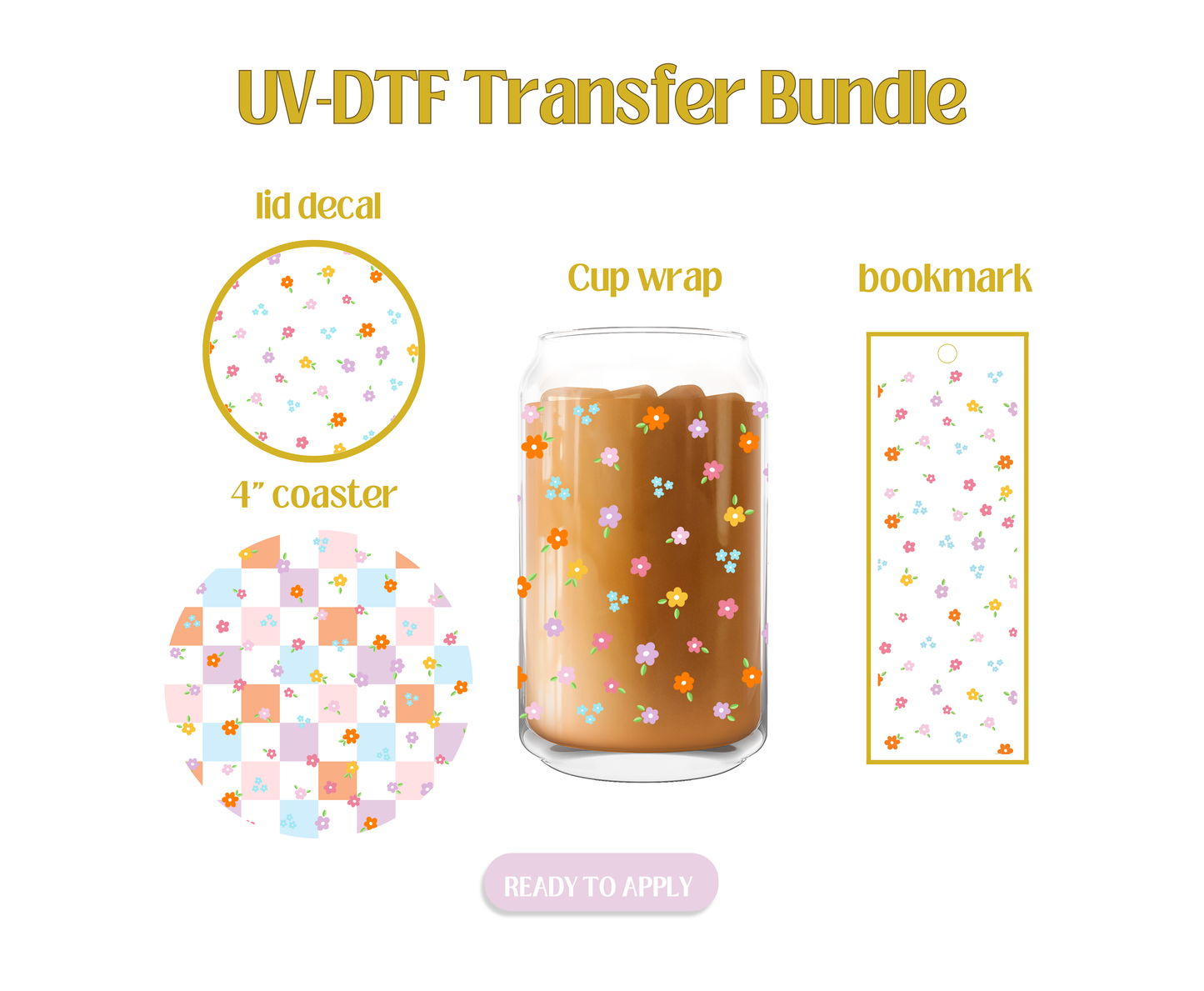 Mini Cute Colorful Spring Flowers UV-DTF Transfer Bundle