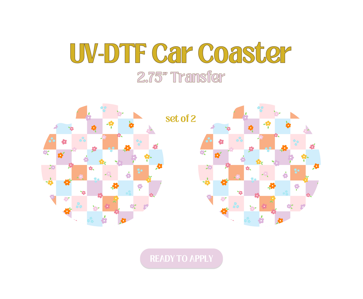 Mini Cute Colorful Spring Flowers UV-DTF Car Coaster