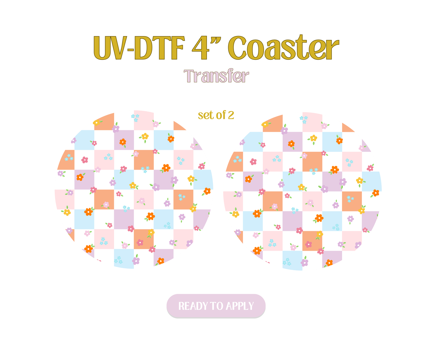 Mini Cute Colorful Spring Flowers UV-DTF 4" Coaster