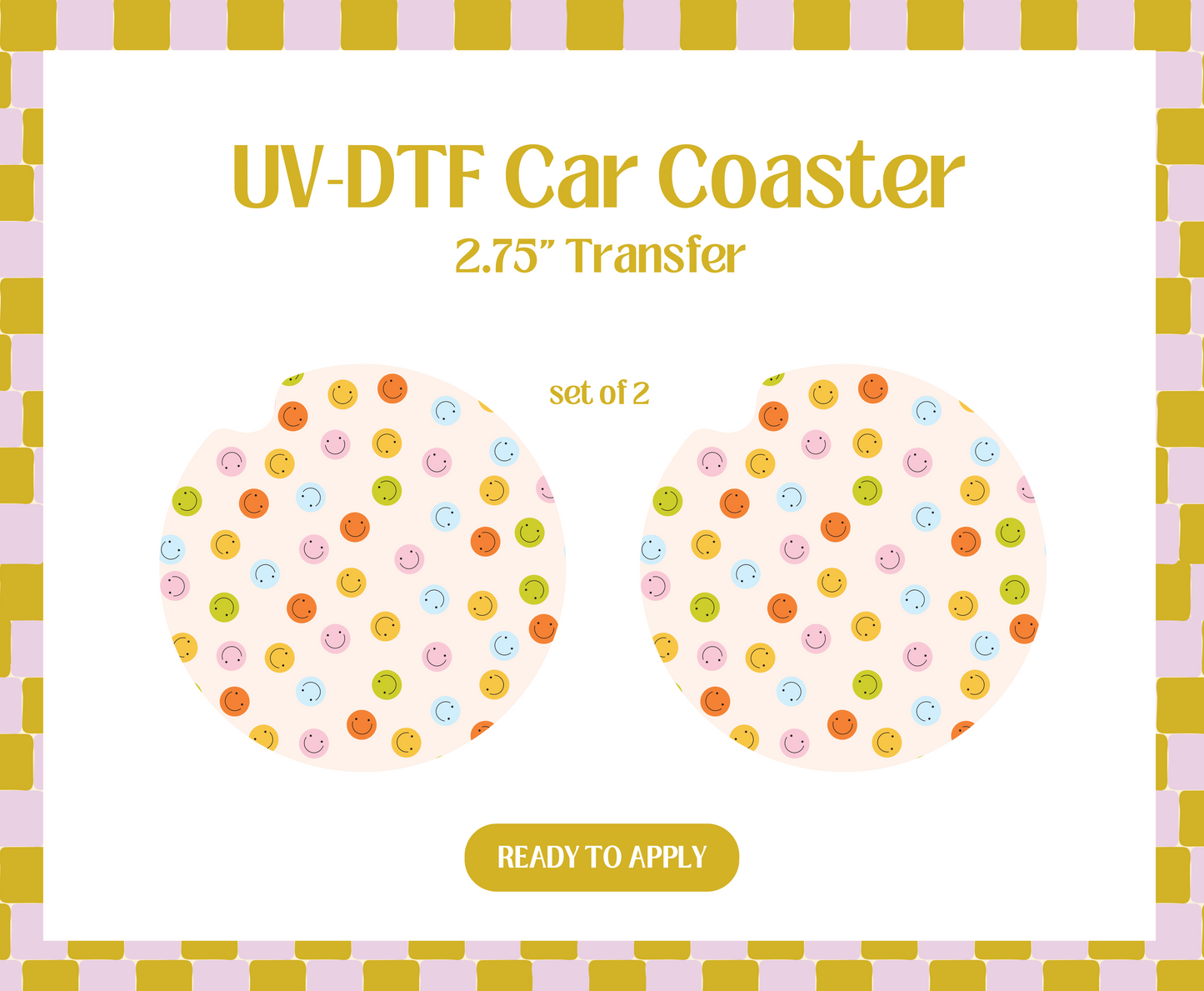 Mini Smiley UV-DTF Car Coaster