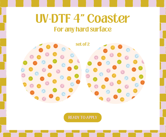 Mini Smiley UV-DTF 4" Coaster