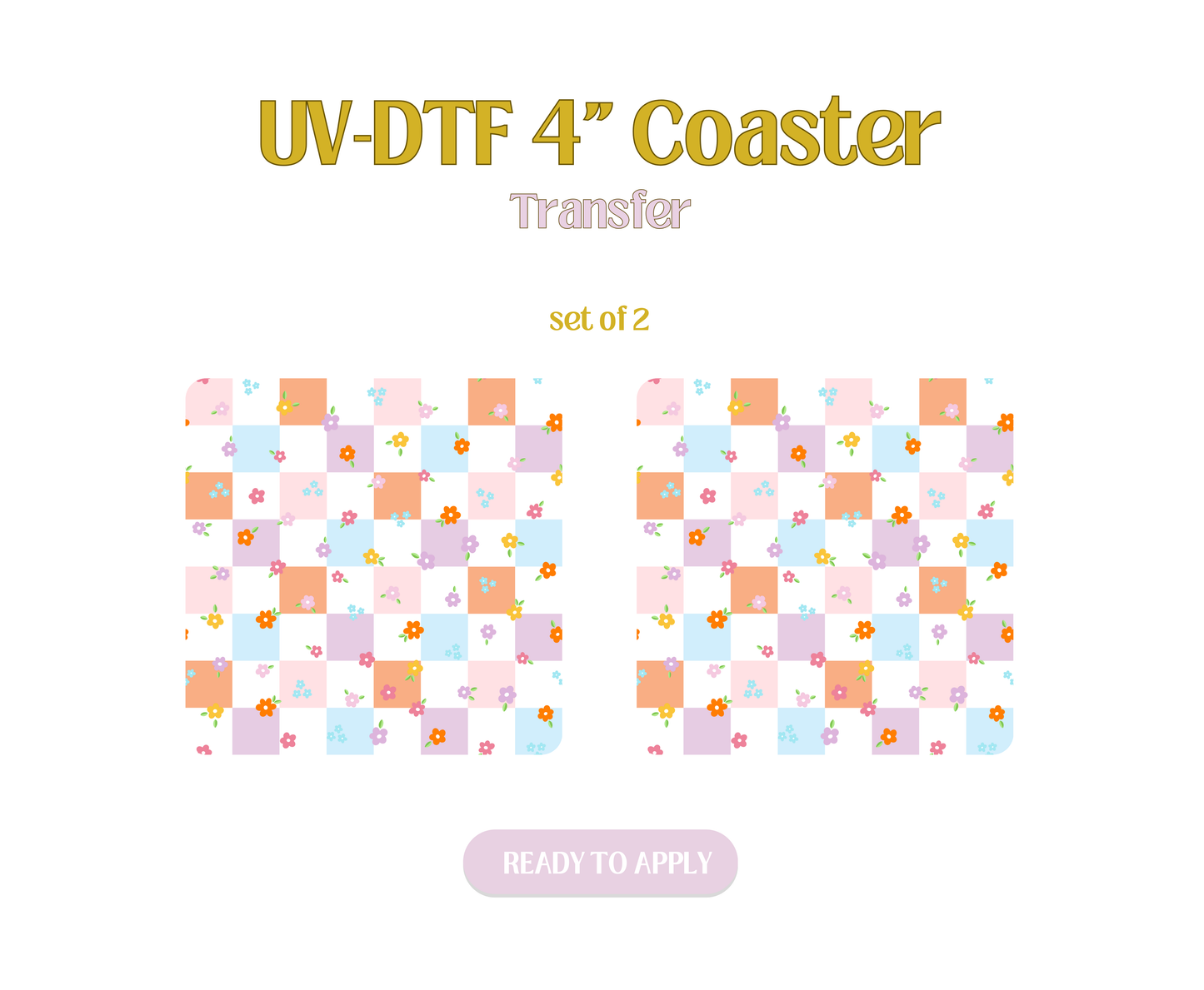 Mini Cute Colorful Spring Flowers UV-DTF 4" Coaster