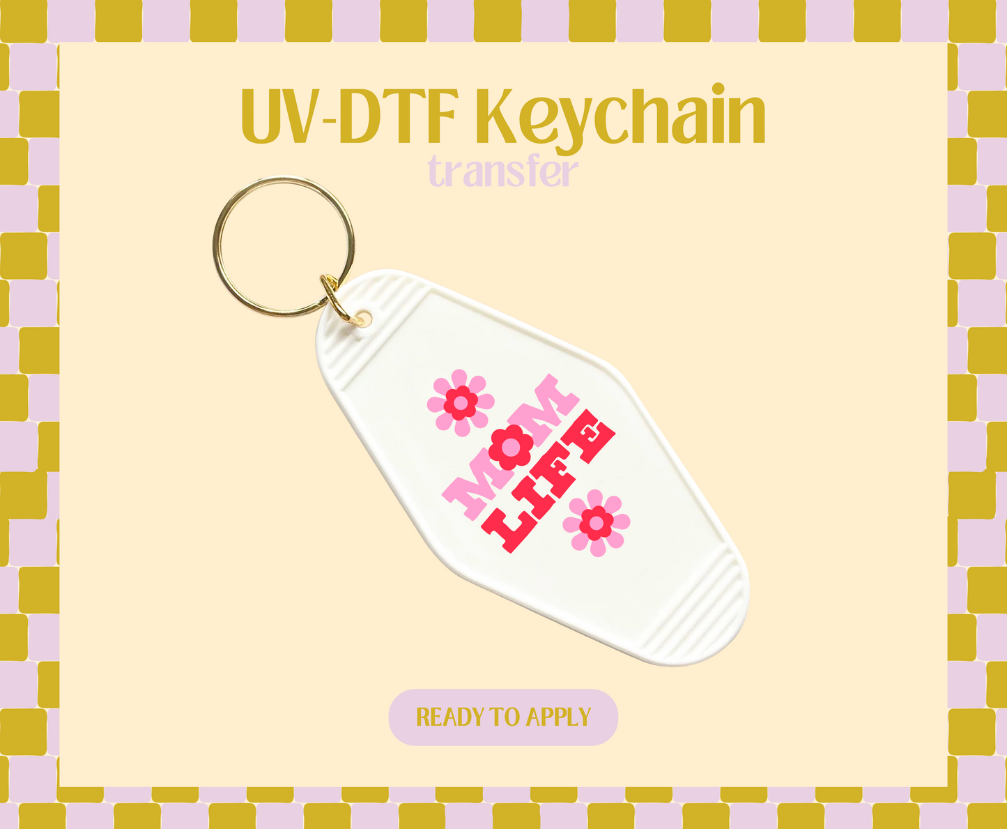 Mom life pink red UV-DTF Keychain