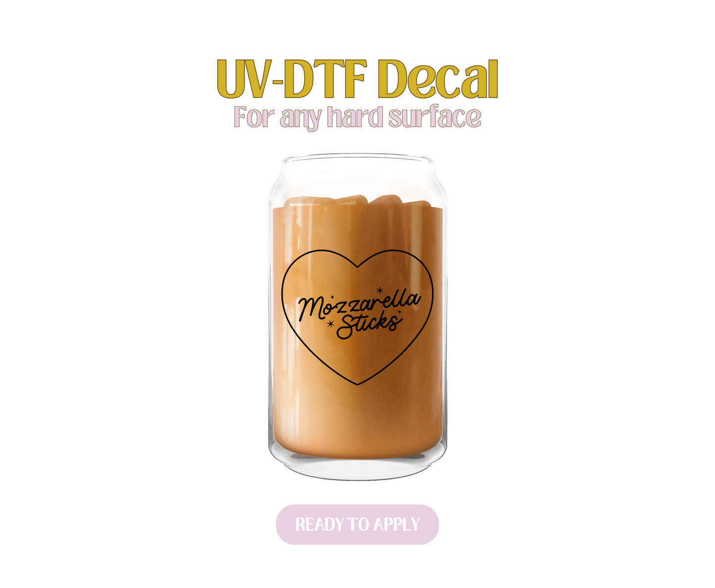 Mozzarella Sticks Black Heart UV-DTF Decal