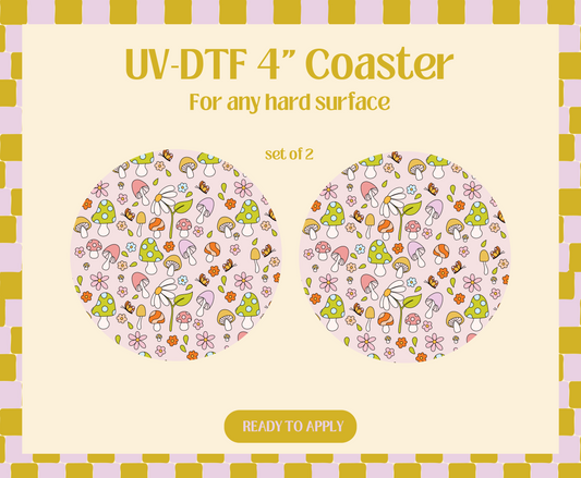 Mushroom Doodles UV-DTF 4" Coaster