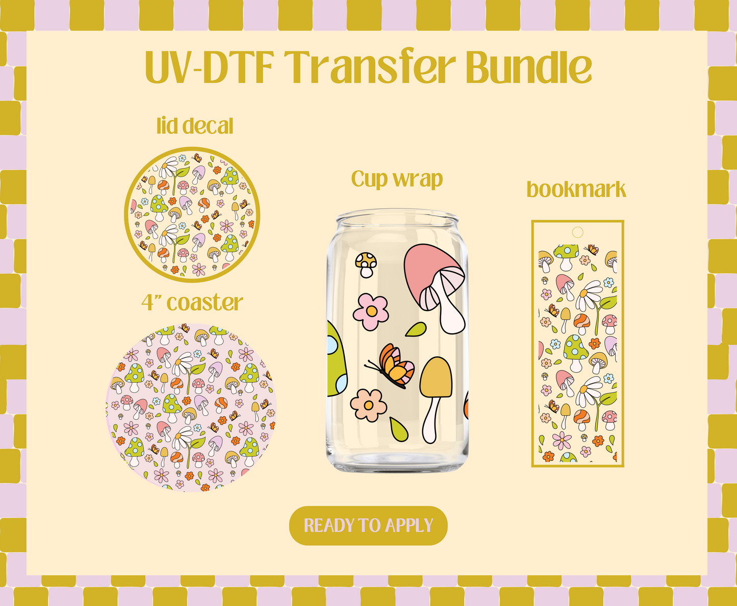 Mushroom Doodles UV-DTF Transfer Bundle