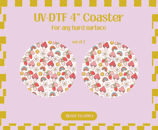 Mushroom Rainbow UV-DTF 4" Coaster