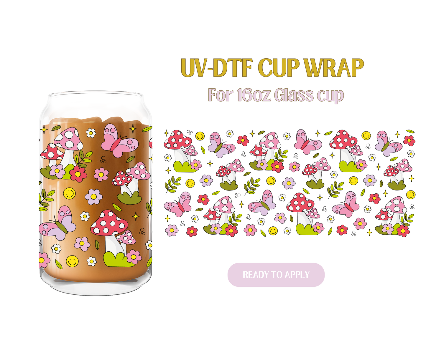 Mushroom & Butterflies UV-DTF Wrap