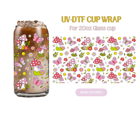 Mushroom & Butterflies 20oz UV-DTF Wrap