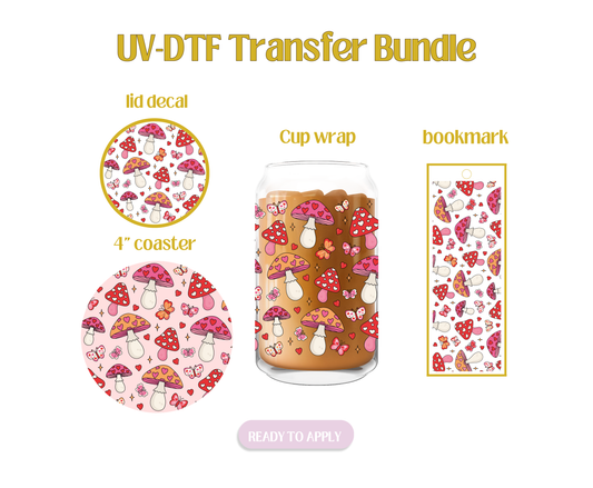 Mushroom and Butterflies Love UV-DTF Transfer Bundle