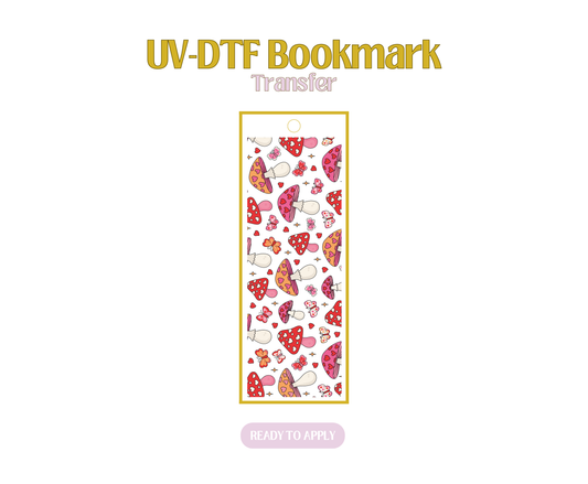 Mushroom and Butterflies Love UV-DTF Bookmark