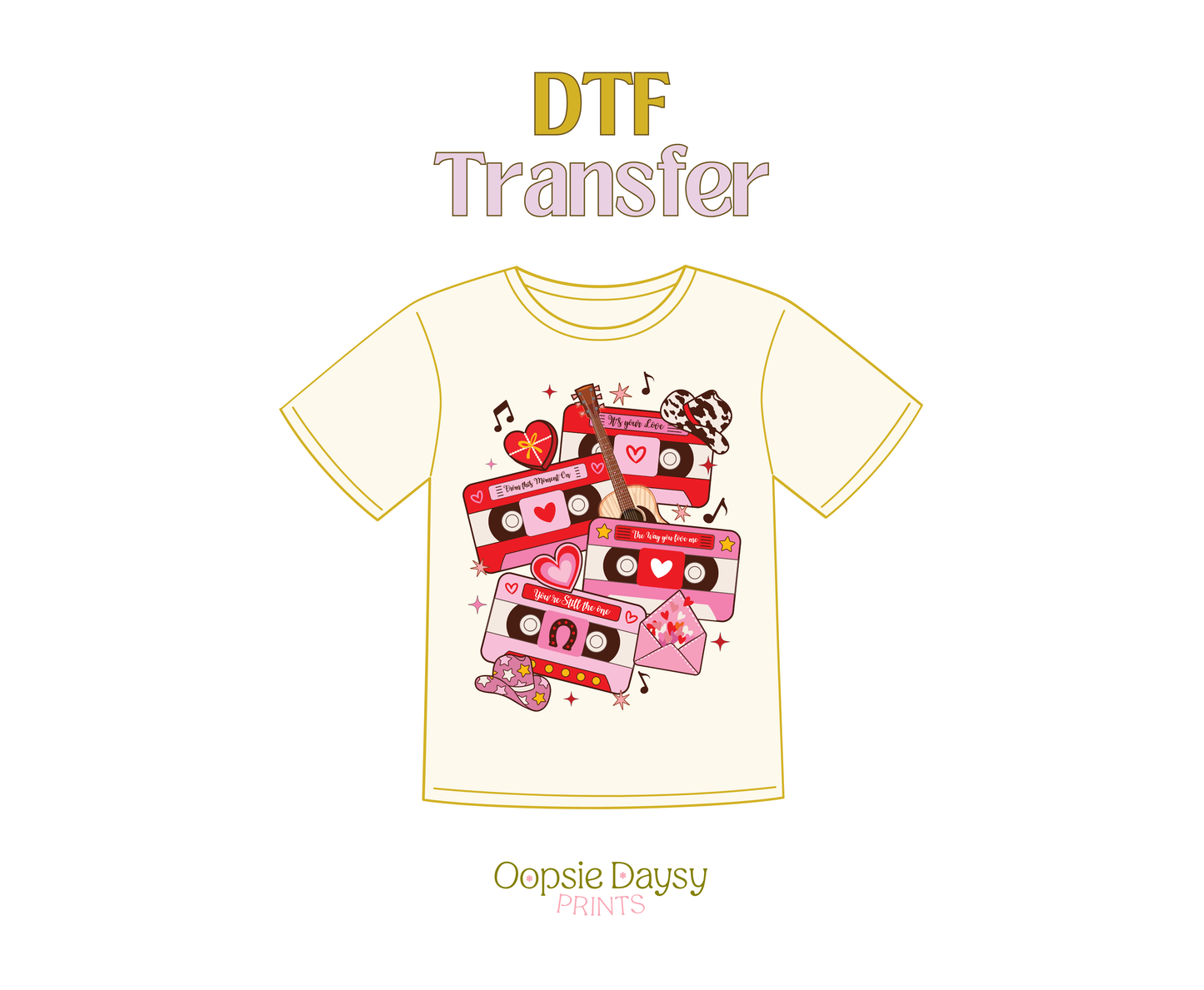 Nashville's Valentine Cassette DTF Transfer