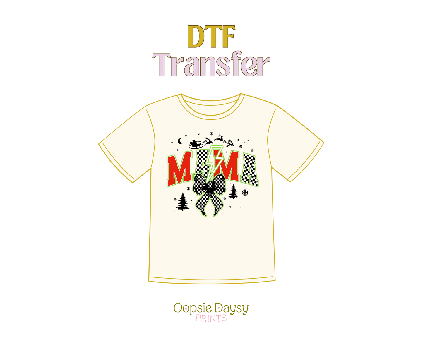 Neon Xmas Mama DTF Transfer