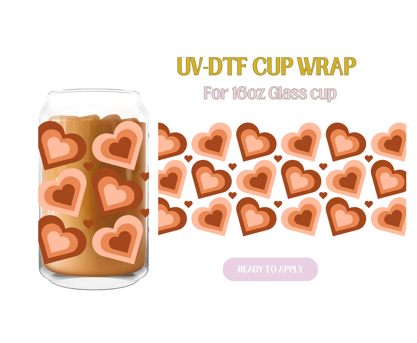 Neutral Tone Hearts UV-DTF Wrap