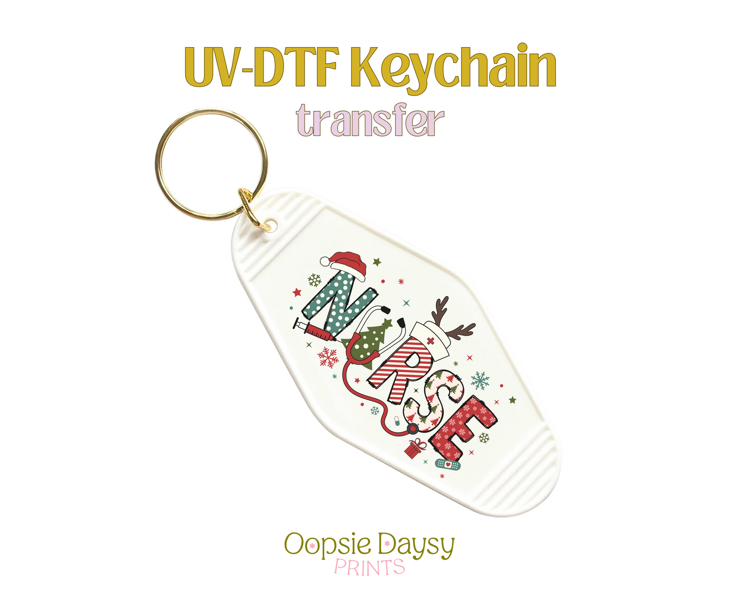 Nurse Christmas Cheer UV-DTF Keychain