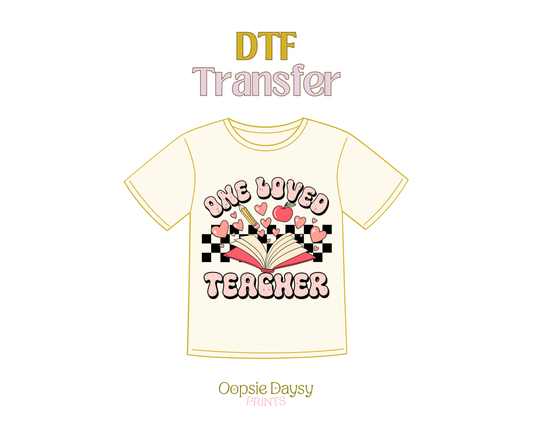 One Loved Retro Teacher DTF Transfer