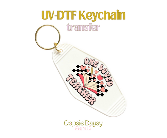 One Loved Retro Teacher UV-DTF Keychain