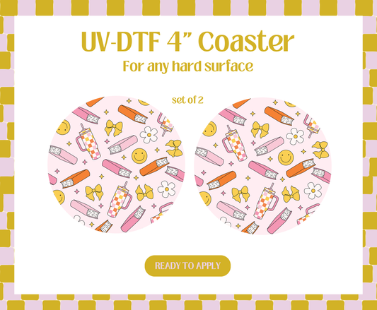 Orange bookish UV-DTF 4" Coaster