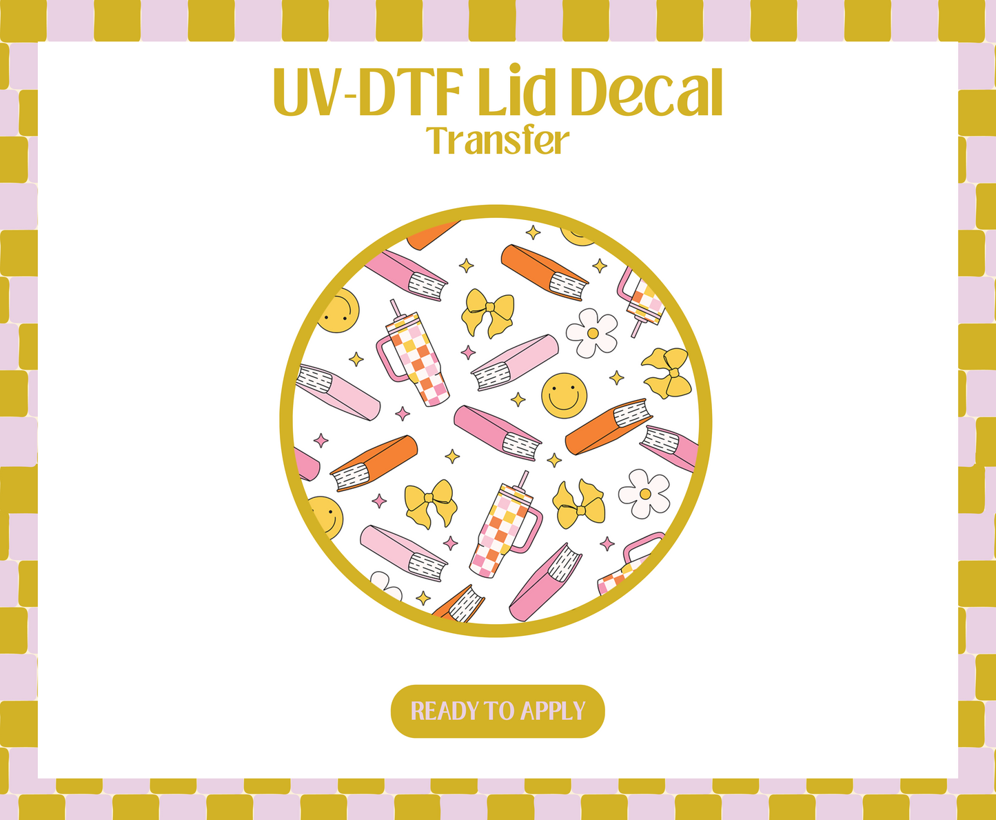 Orange bookish UV-DTF Lid Decal