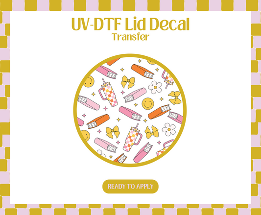 Orange bookish UV-DTF Lid Decal