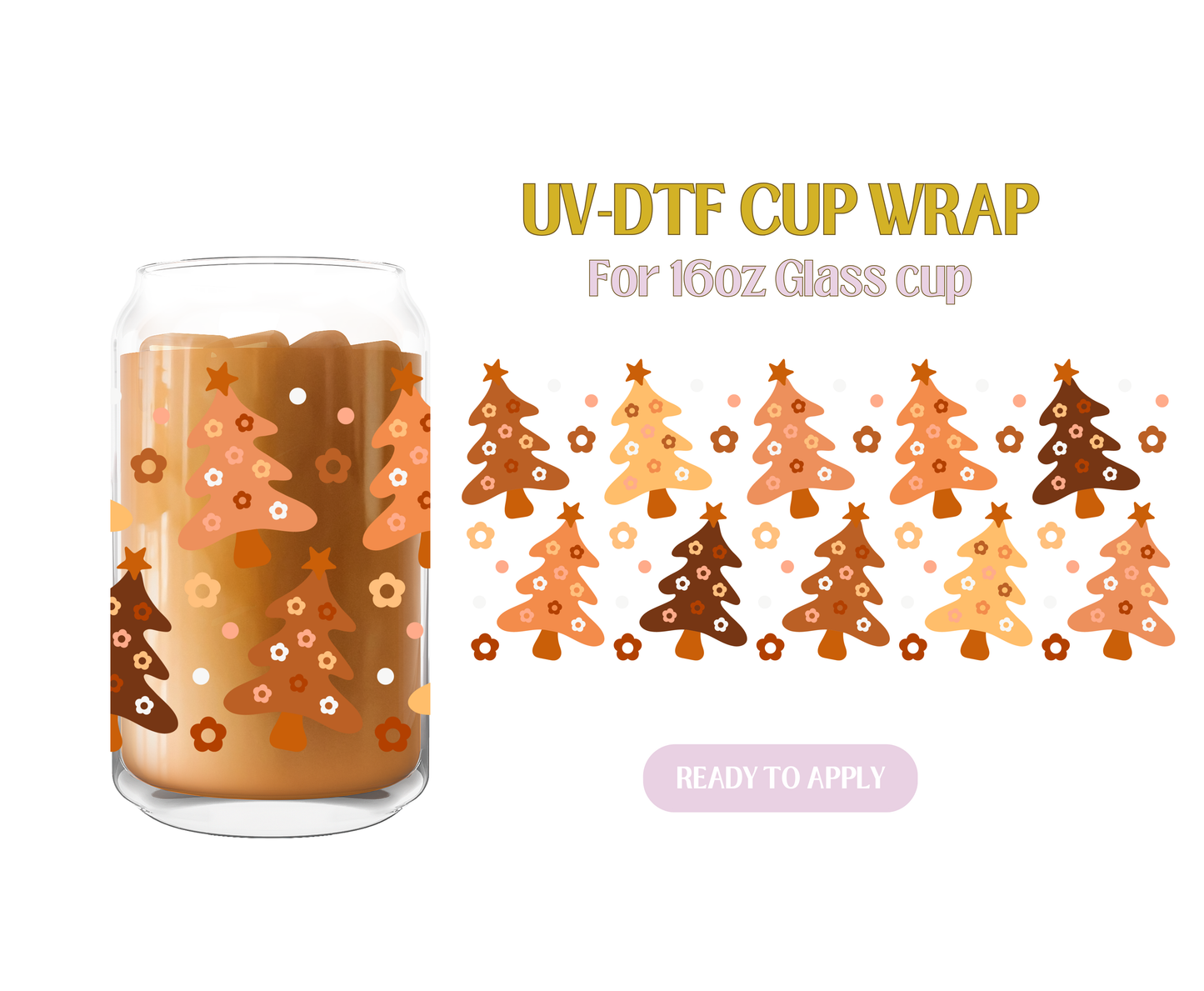 Orange Christmas Daisies UV-DTF Wrap