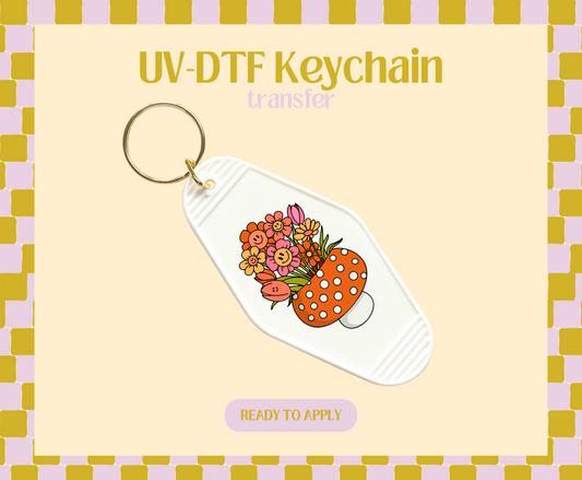 Orange mushie vase UV-DTF Keychain