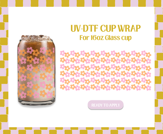 Orange and Pink Daisies UV-DTF Wrap