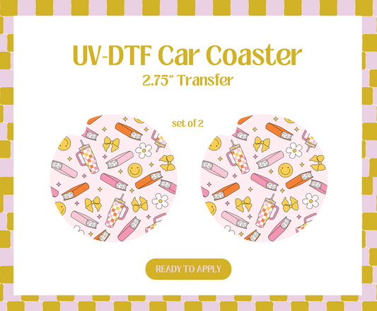 Orange bookish UV-DTF Car Coaster