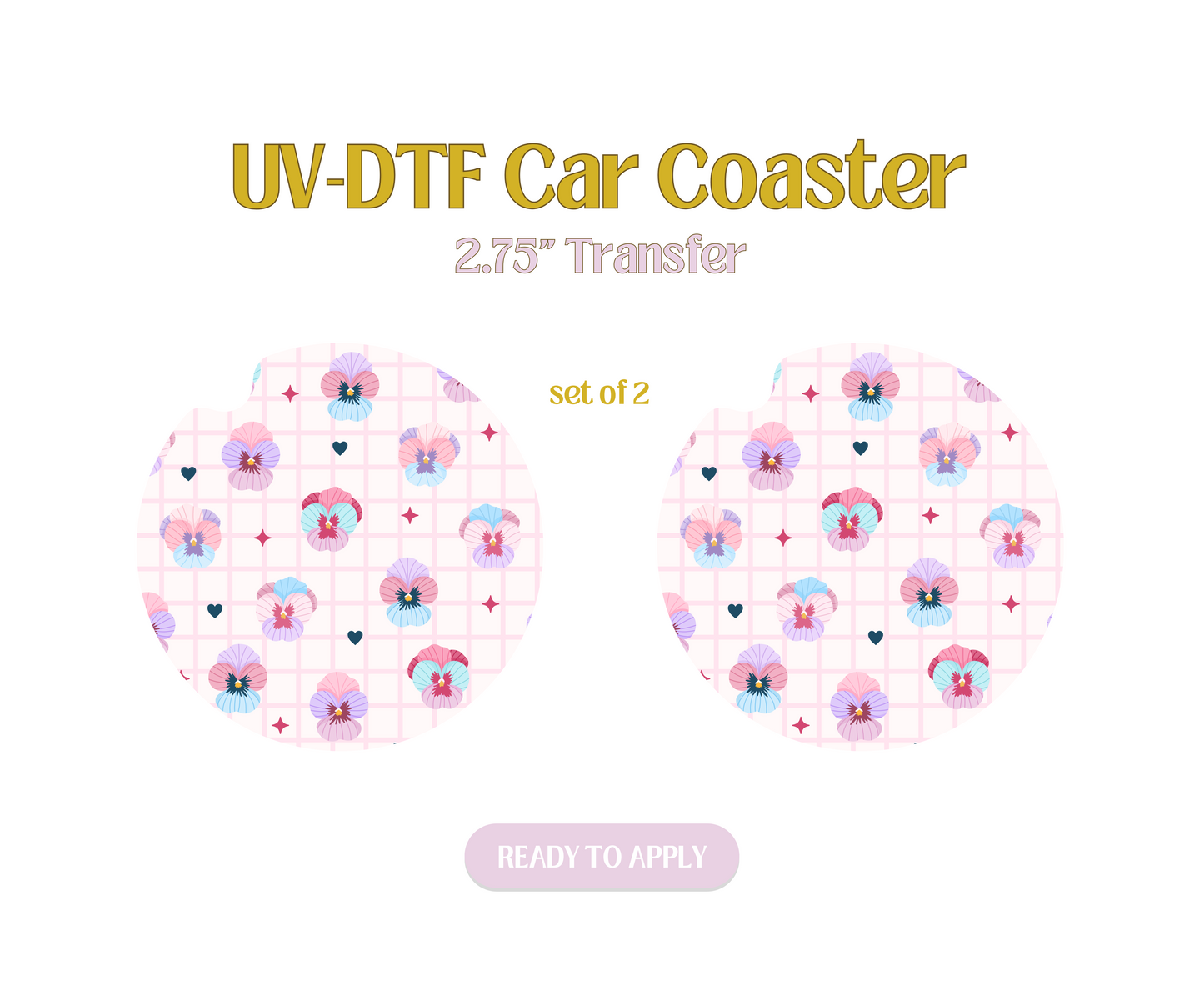 Pansy UV-DTF Car Coaster