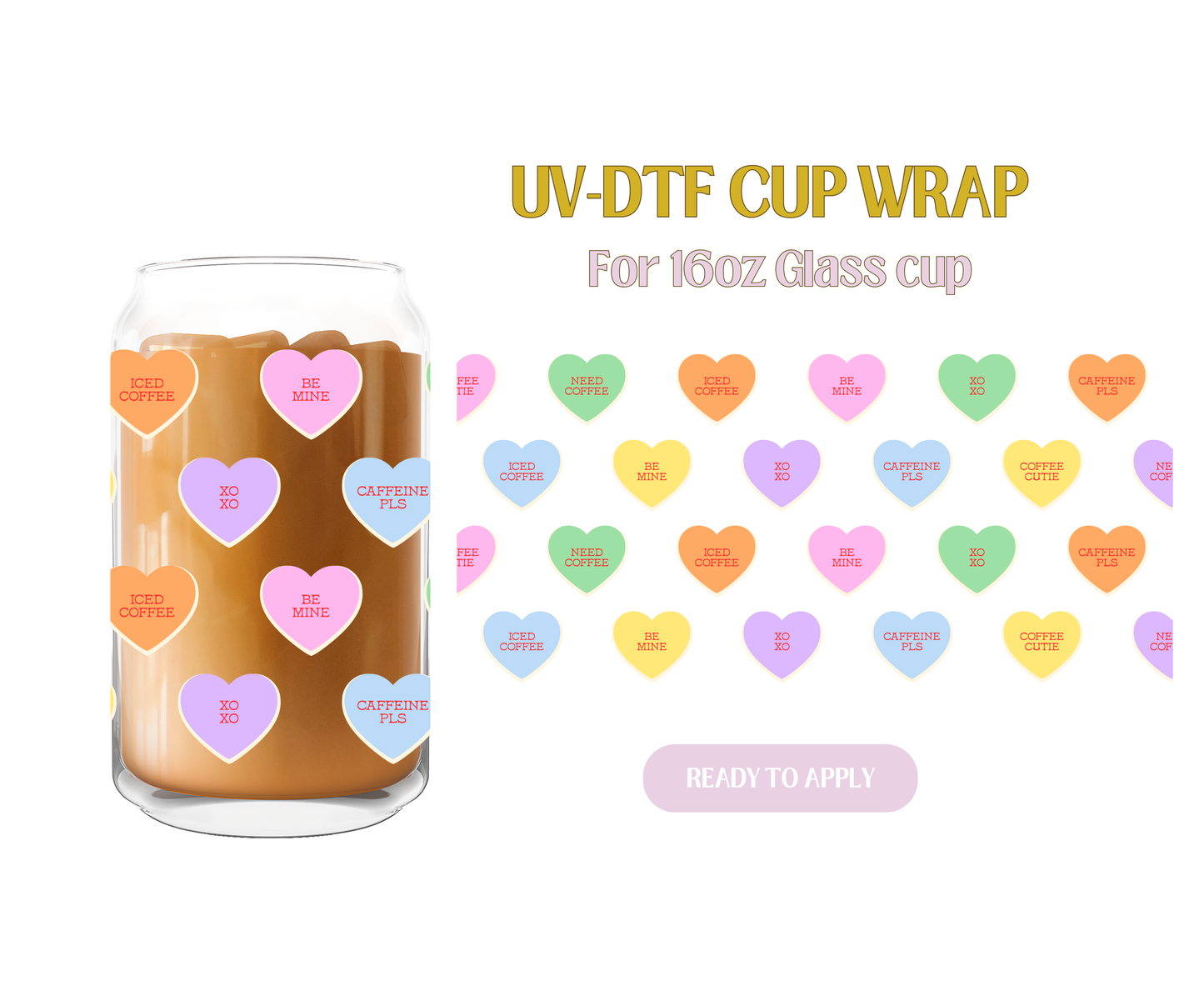 Pastel Convo Candy Hearts UV-DTF Wrap