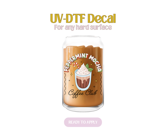 Peppermint Mocha Coffee Club UV-DTF Decal