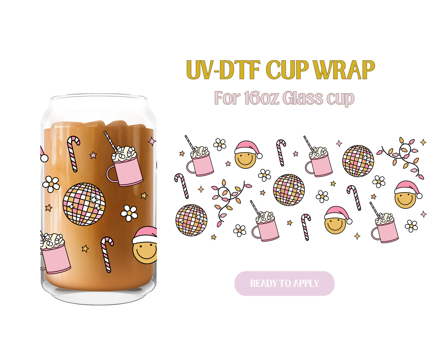 Pink Christmas UV-DTF Wrap