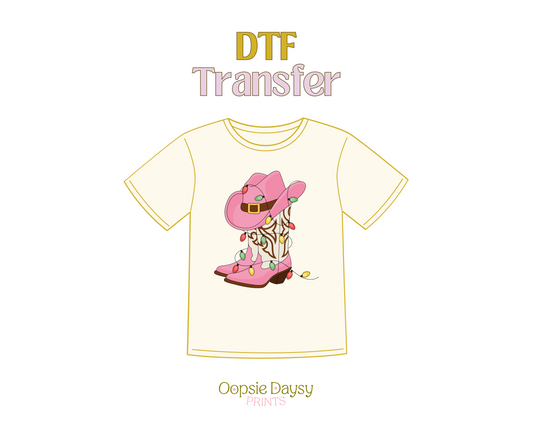 Pink Christmas boot DTF Transfer