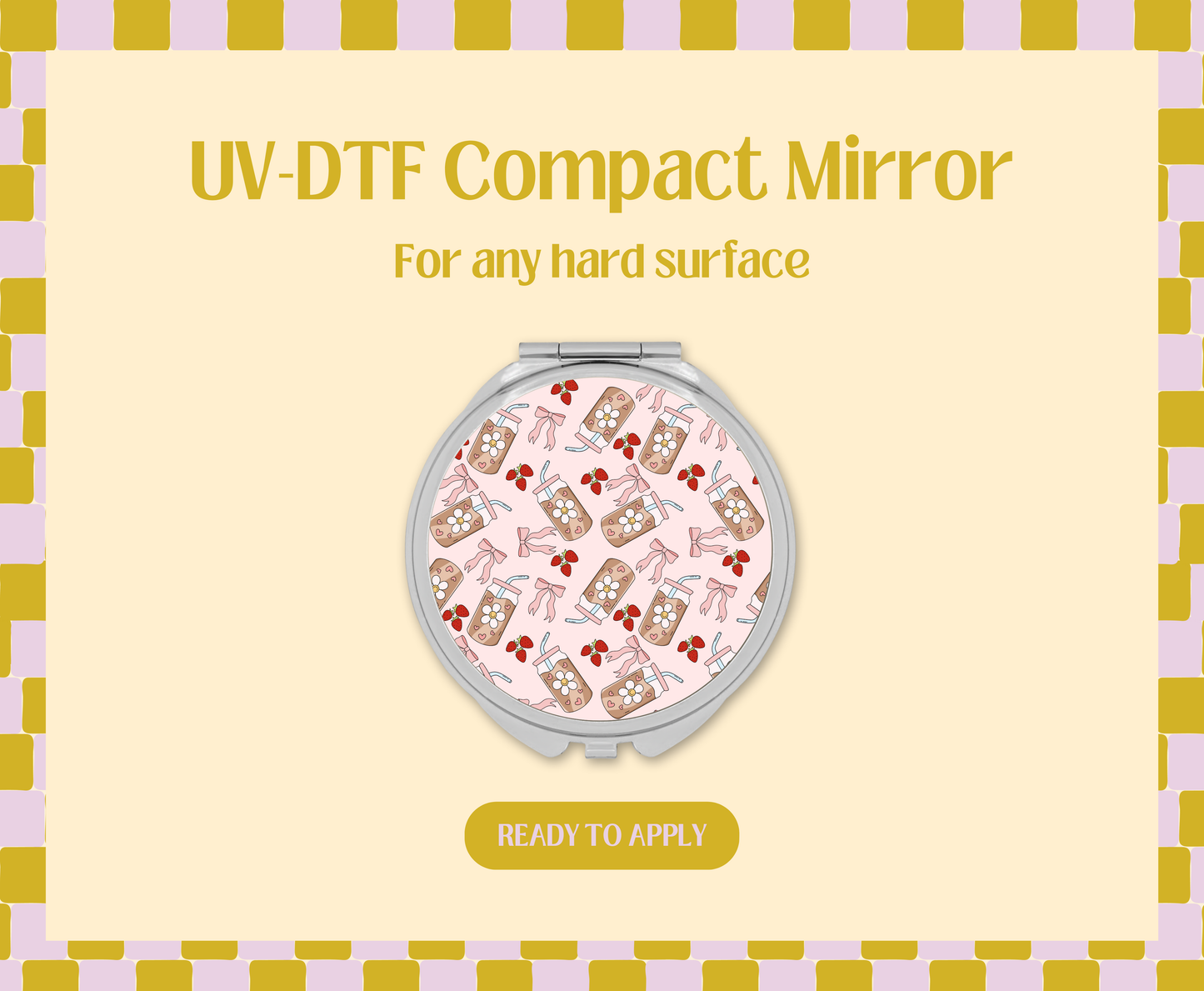 Pink Coffee Girly UV-DTF Compact Mirror