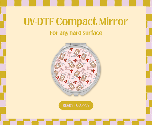 Pink Coffee Girly UV-DTF Compact Mirror