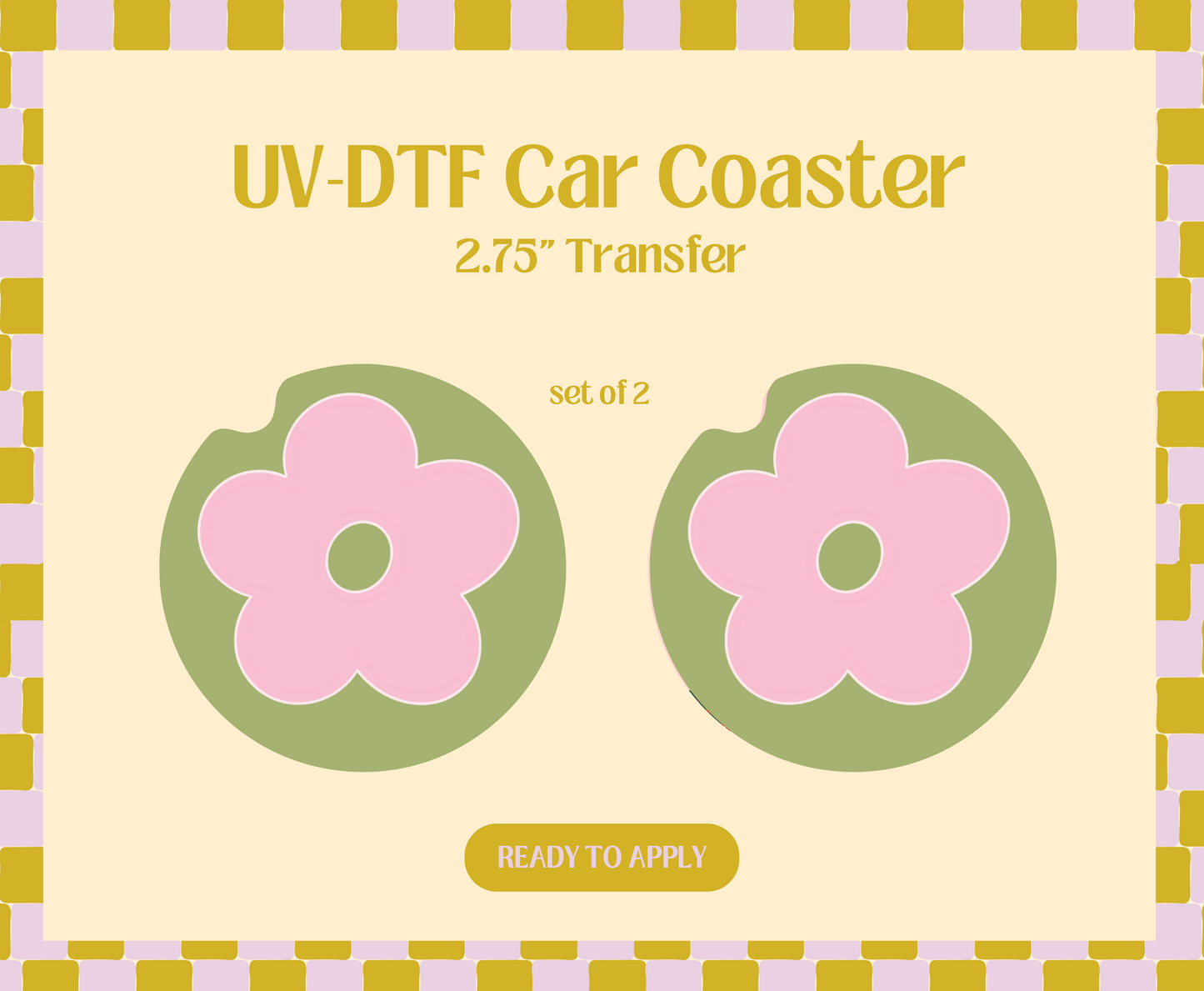 Pink Daisy UV-DTF Car Coaster