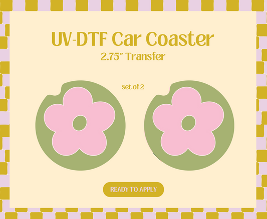 Pink Daisy UV-DTF Car Coaster