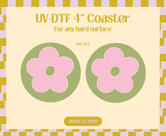 Pink Daisy UV-DTF 4" Coaster