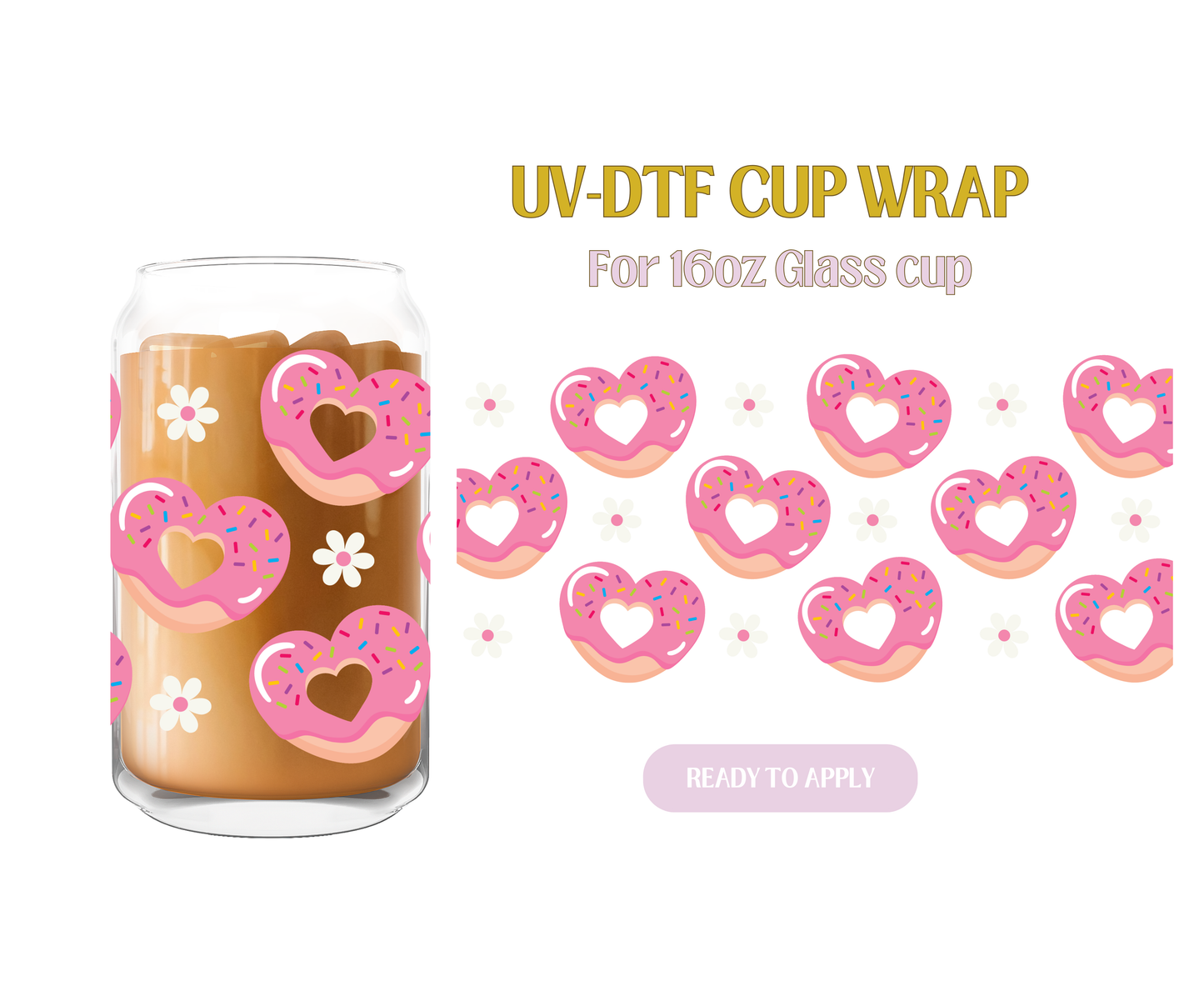 Pink Donut in Love UV-DTF Wrap