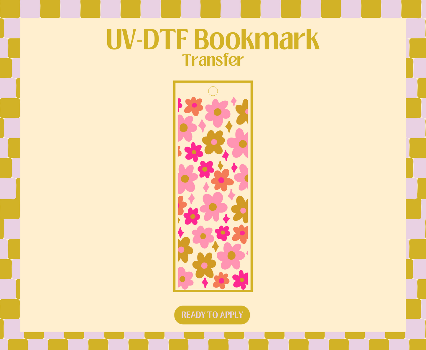 Pink Doodle Daisies UV-DTF Bookmark