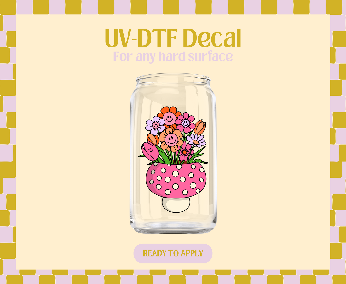 Pink Mushie Vase UV-DTF Decal