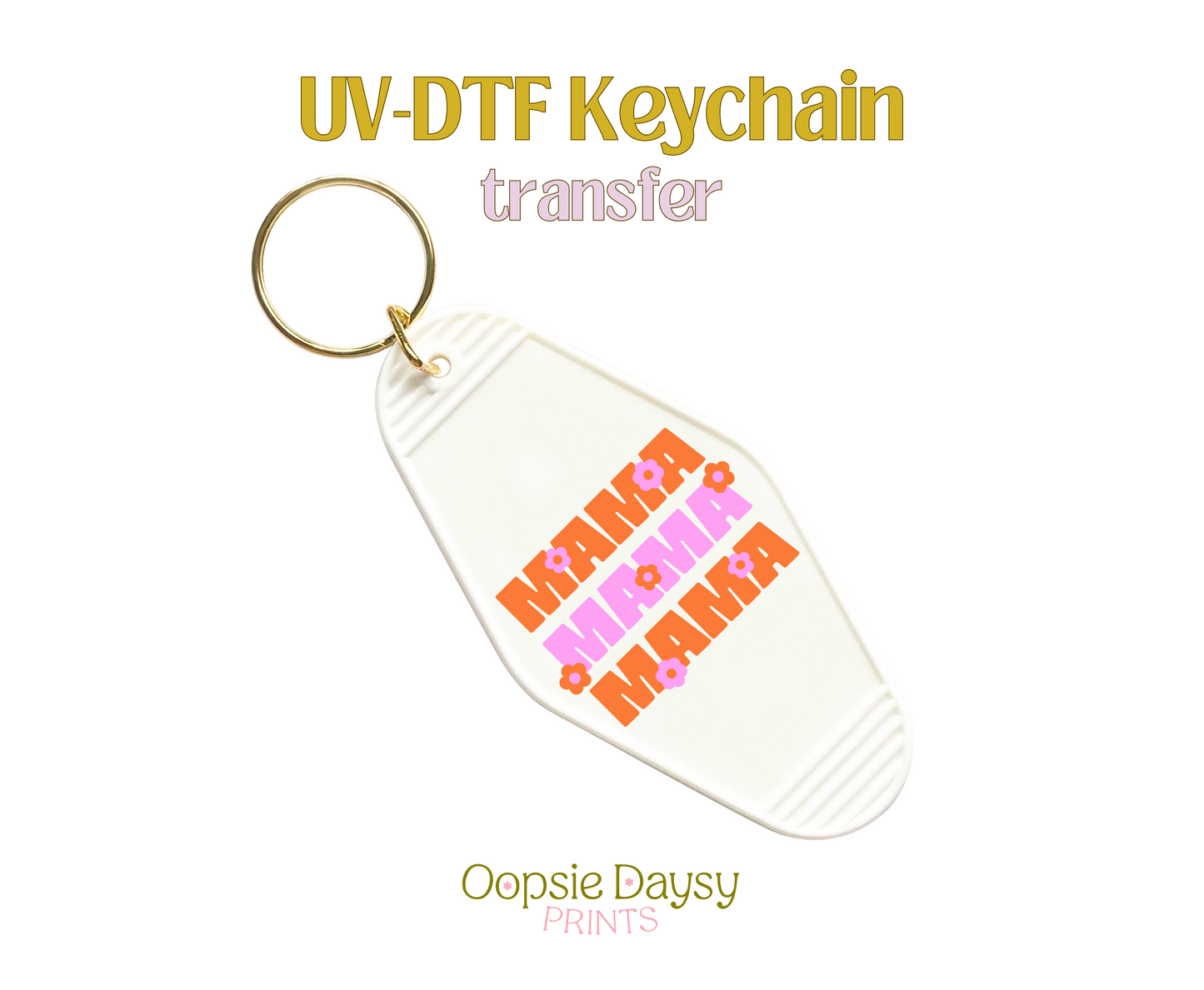 Pink Orange Mama Stack UV-DTF Keychain