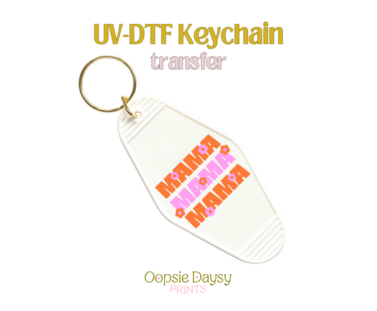 Pink Orange Mama Stack UV-DTF Keychain