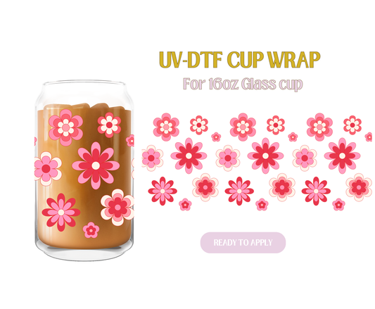 Pink Outline Flowers UV-DTF Wrap