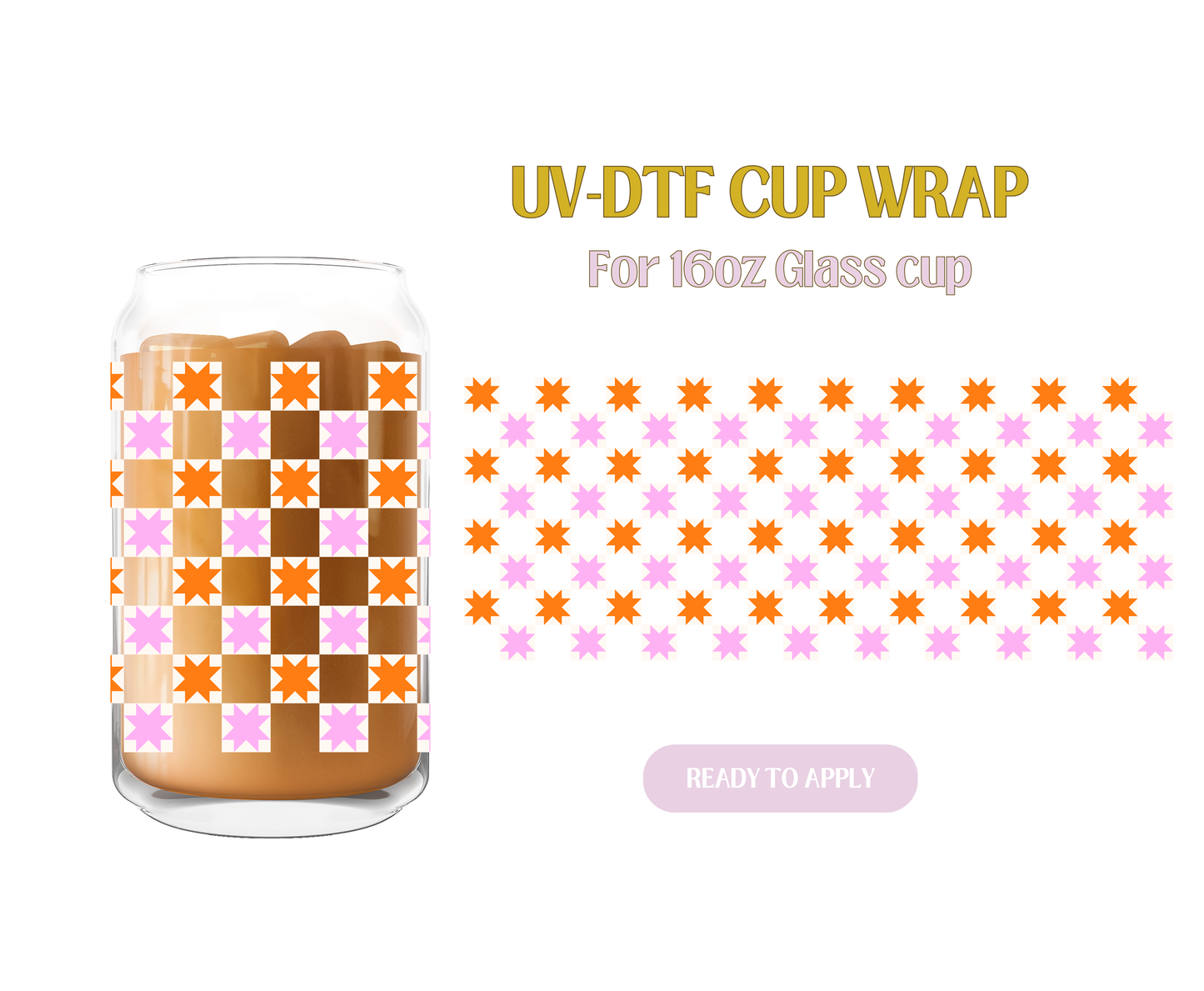 Pink Retro Quilt Checkered UV-DTF Wrap