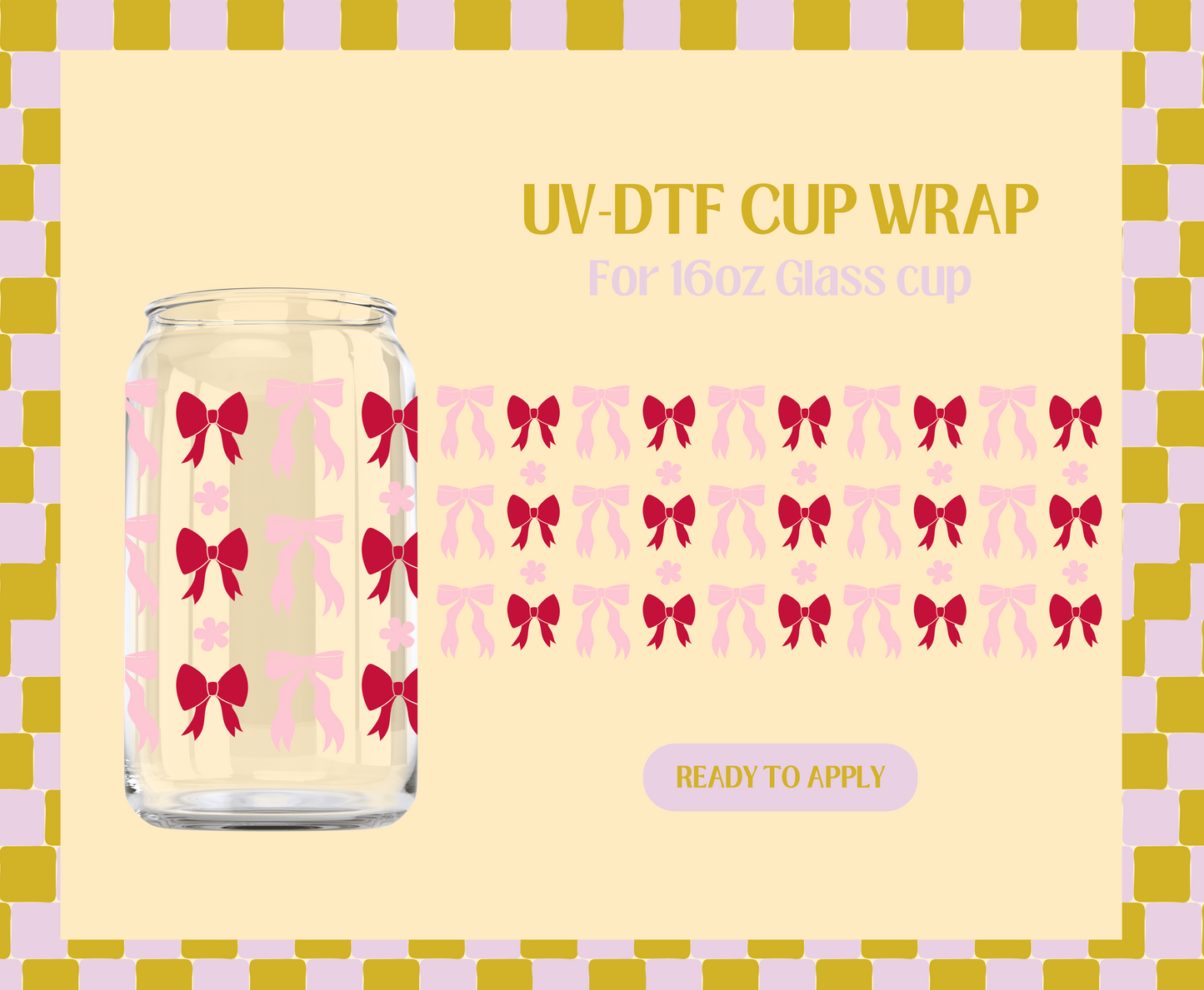 Pink and Red Bows UV-DTF Wrap